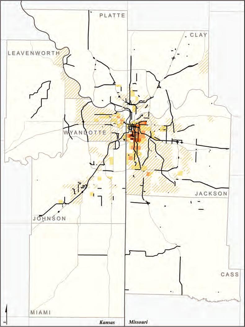 Spatial analysis shows concentrations of people using public transportation to get to work mainly in EJ areas.