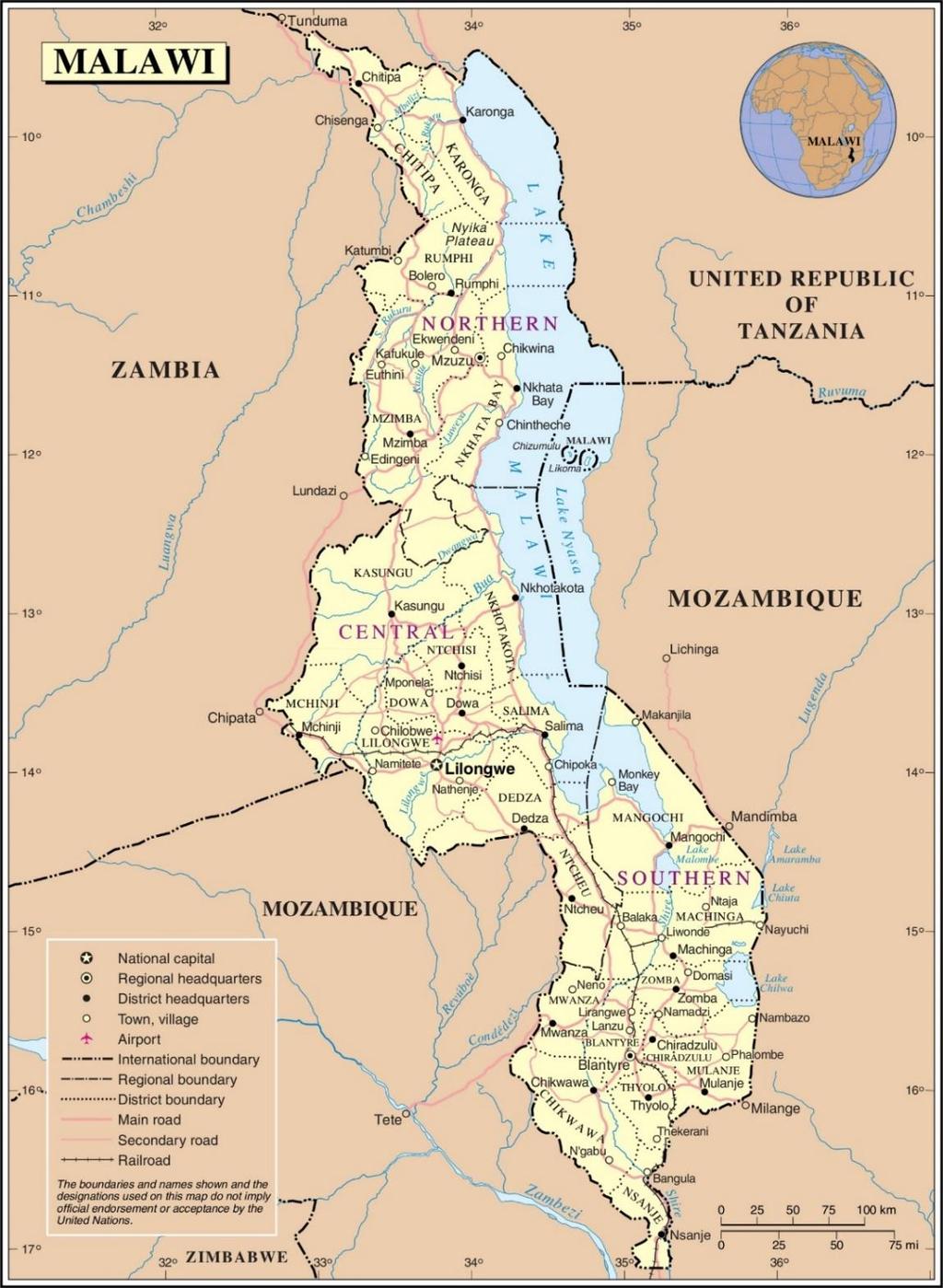Appendix VII: Map of the Republic of Malawi showing Project Sites Disclaimer This map was provided by the African Development Bank exclusively for the use of the readers of the report to which it is