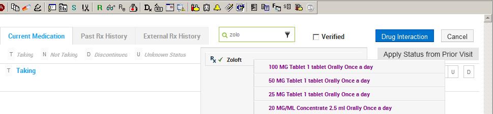 The Current Medication screen now has a modern view with tabs for past Rx History, External Rx