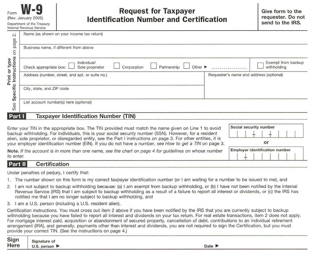 W-9 If submitting online - this form must be either emailed to Mr.