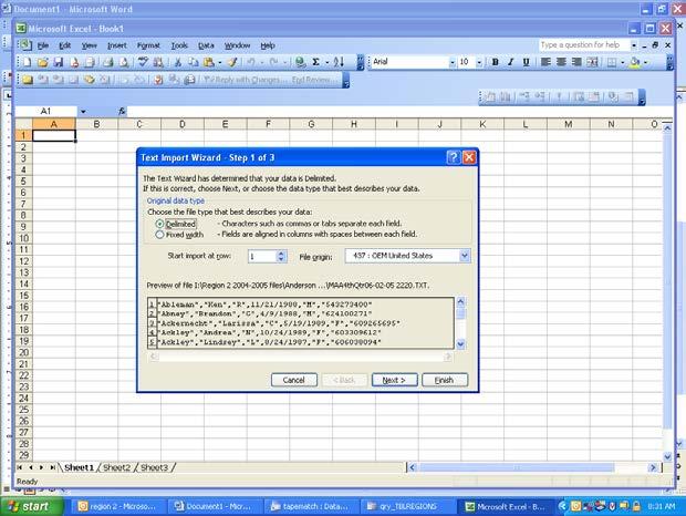 6.) Open the file with MS EXCEL a.