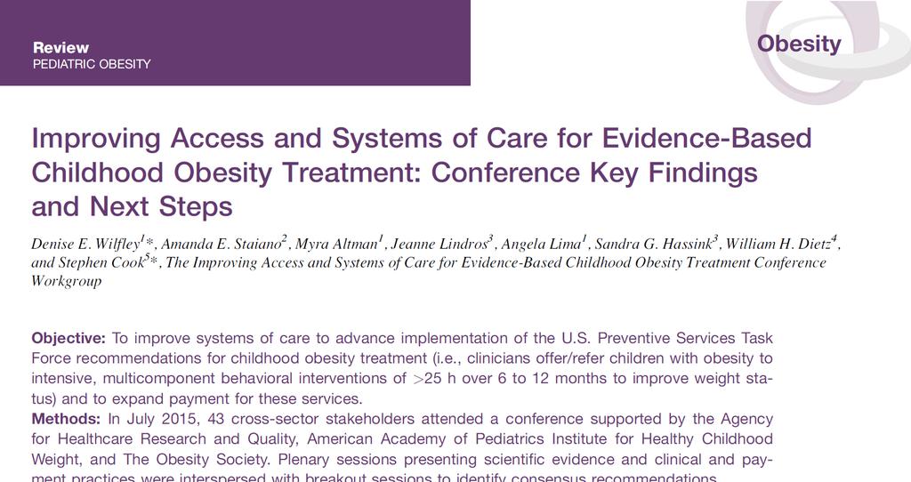 Conference Grant R13HS02281601: Evidence-based childhood obesity treatment: Improving access and systems of care from the Agency for