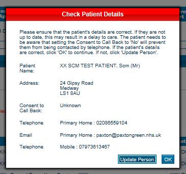 Select the appointment patient wants to book into Click Book Note: This screen displays all available appointments for all Service locations that you have selected in the previous screen.