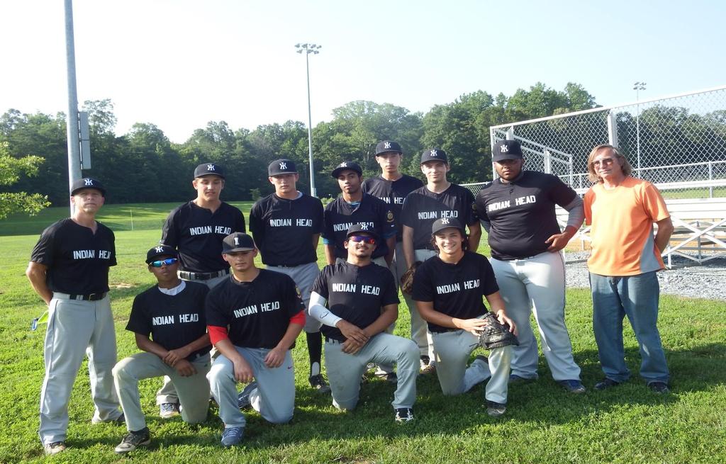 2015 Post 259 Indian Head Senior Baseball Team Standing Left to Right Coach Lance LeBeau Tommy DeLoache Sammy Wright Matthews Fitch Anthony White Arron Le Beau Cameron Miles Asst.