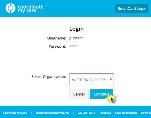 But now, we will log in as an administrative user who works with Dr. Watson at Western Surgery.