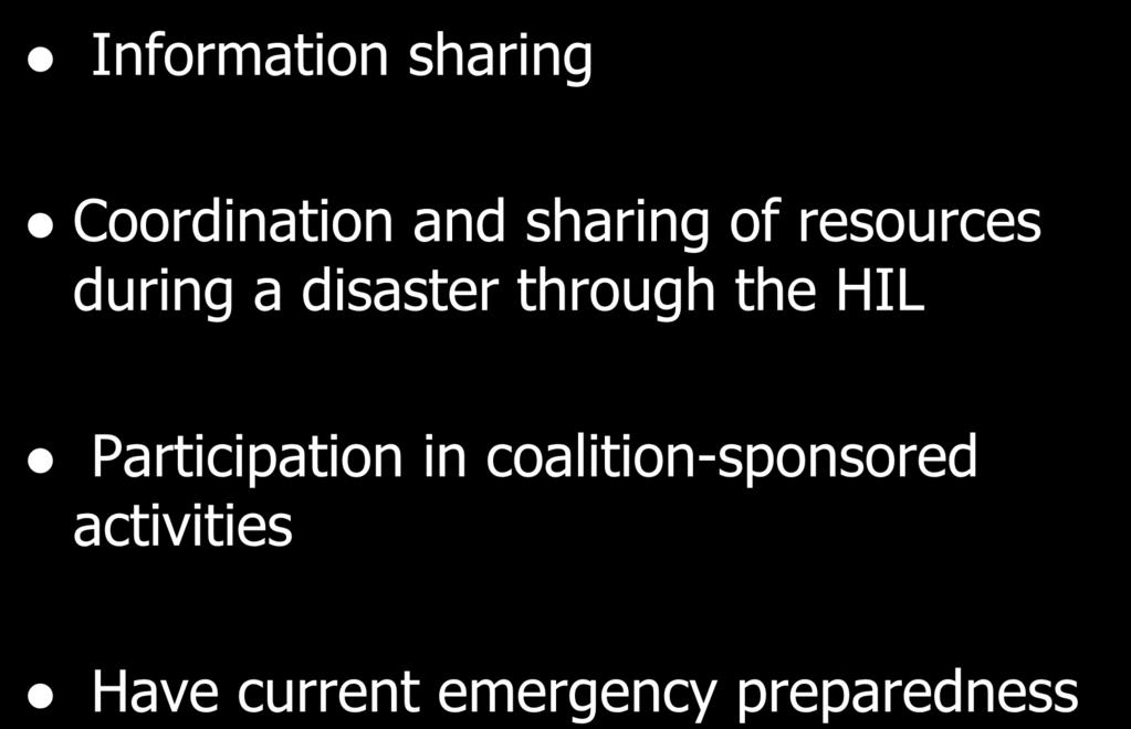 a disaster through the HIL Participation in