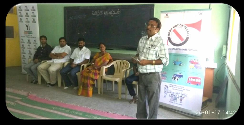 E. The Yi members of PSG College of Arts and Science conducted an awareness programme on the title Horn Not OK Please (HNOP) to the TNSTC drivers at TNSTC Training