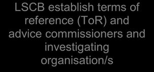 against the SCR criteria Reporting organisation amends original ToR if required LSCB establish terms of