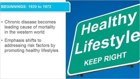 2.10 Beginnings: 1920 to 1972 Because of these measures, chronic diseases such as cancer, heart disease and stroke replaced communicable diseases as the leading causes of mortality in the western