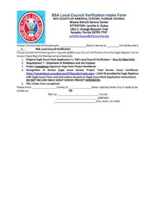 Eagle Scout Rank Application Checklist http://cflscouting.