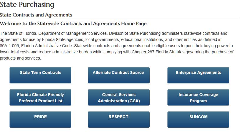 IT and Special Projects Bureau The main State Purchasing contract page has been updated as