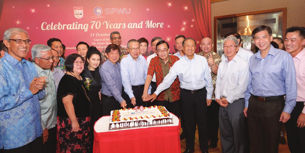 Minister for Transport Khaw Boon Wan, and the SPWU Executive Council in celebrating the