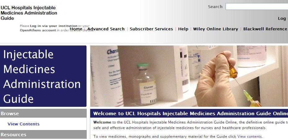 The UCL Hospitals Injectable Medicine Administration Guide Now available online (as requested by MTW Pharmacy dept) The UCL Hospitals Injectable Medicines Administration Guide Online is the