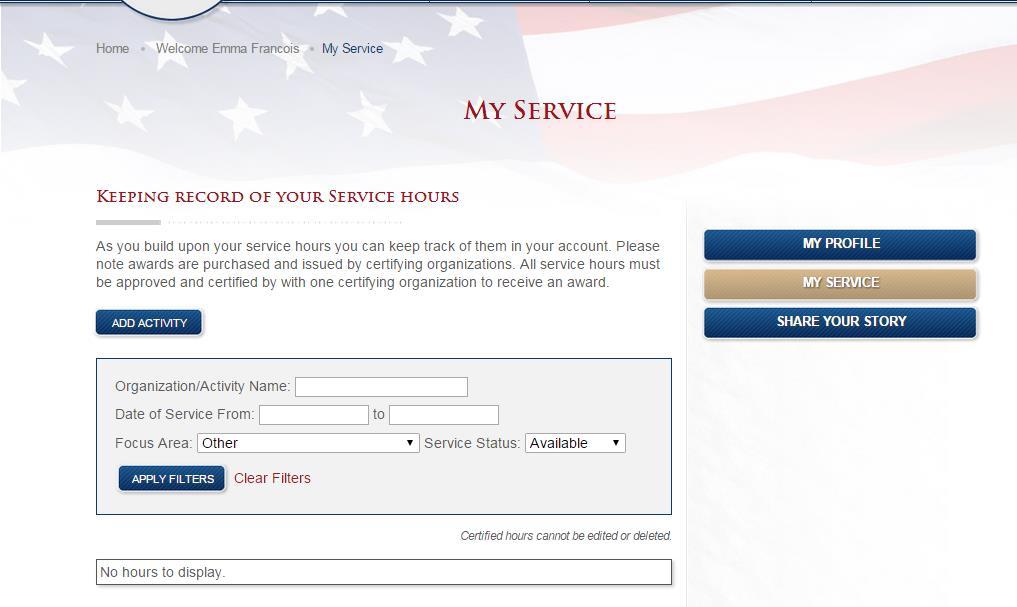 Enter Hours for The President s Volunteer Service Award Now you can start tracking