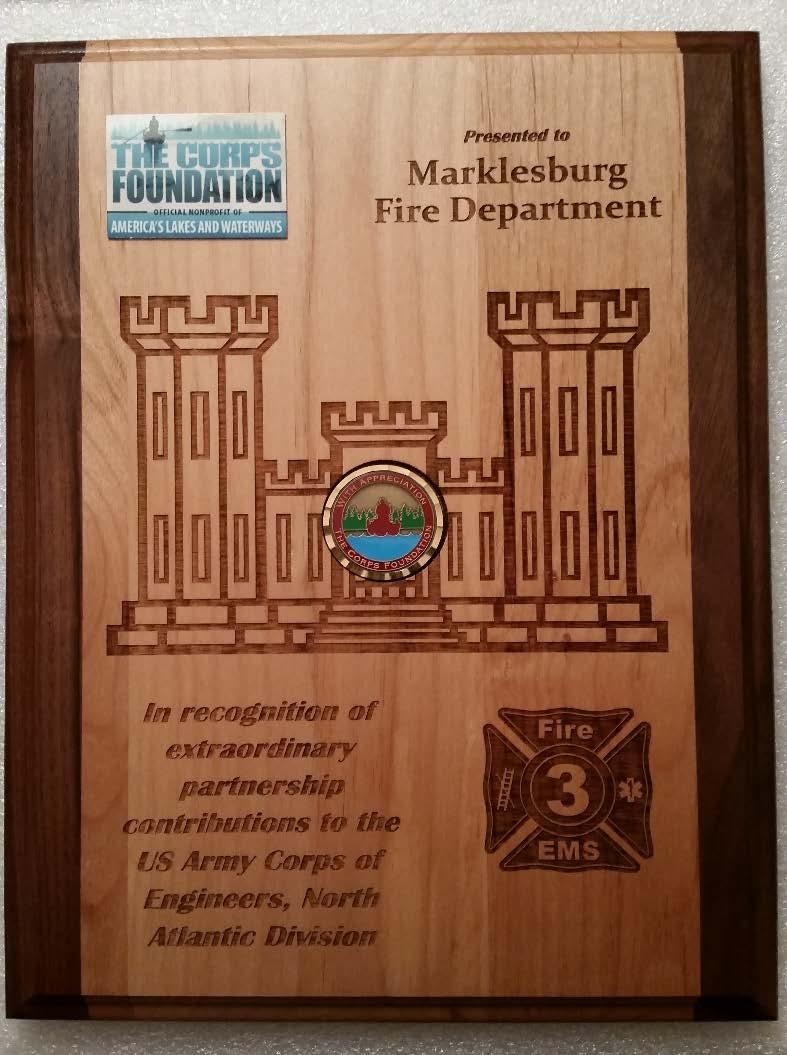 Plaque and ceremony for overall winner, provided by the Corps Foundation Excellence in Partnership Award