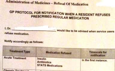Example of a protocol for refused medicines Gives