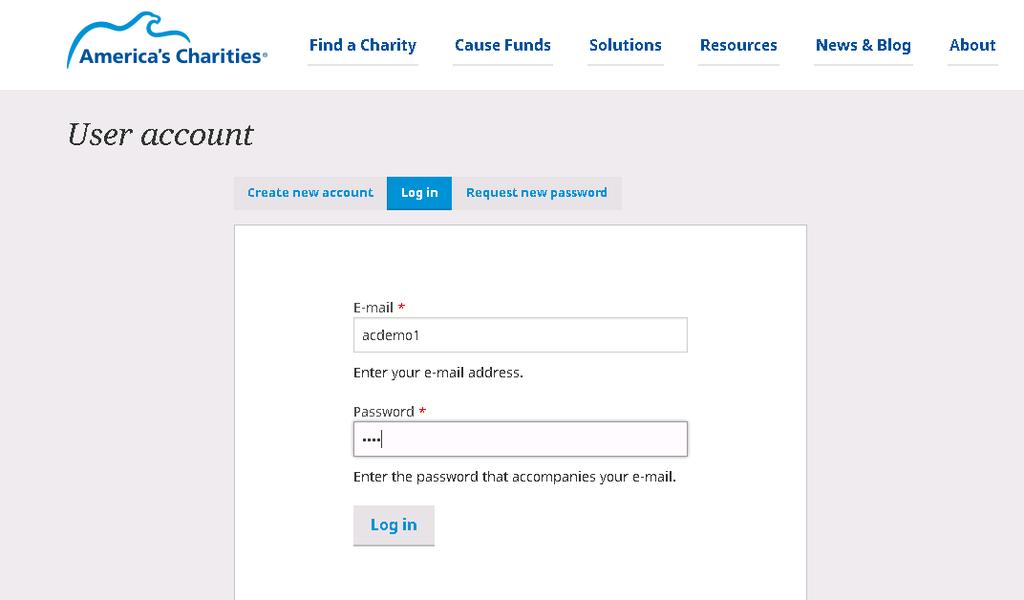 www.charities.org Go to www.charities.org/user and log in using your username and password.