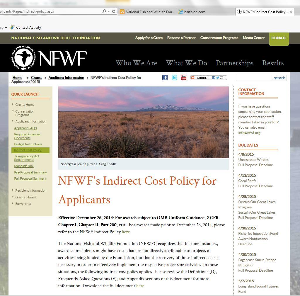 Indirect A Brave New Frontier: http://www.nfwf.