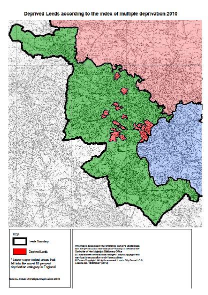 (green). Areas (Lower Super Output Areas) of relative deprivation within LWCCG area are highlighted in red. Figure 3. Source: Public Health Intelligence, Leeds City Council 2.8.