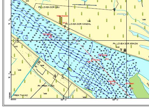 Figure 5. A sample output of the hydrographic survey operations of the Waterways Department (image source: presentation of Deputy Director Suon Vansar) 3.