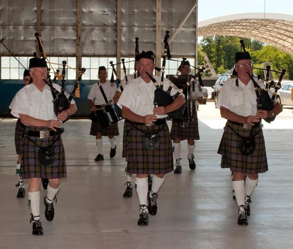 Members of the Chesapeake Caledonian Pipes and Drum Corps add flair