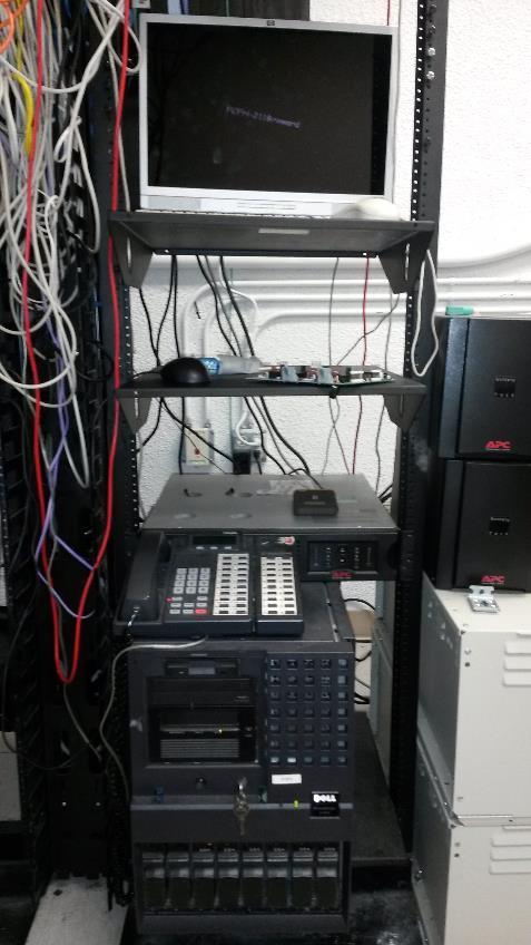 The Server currently in use is the large black Dell PowerEdge 4400 (FCFH) on the lower right hand side of the racks