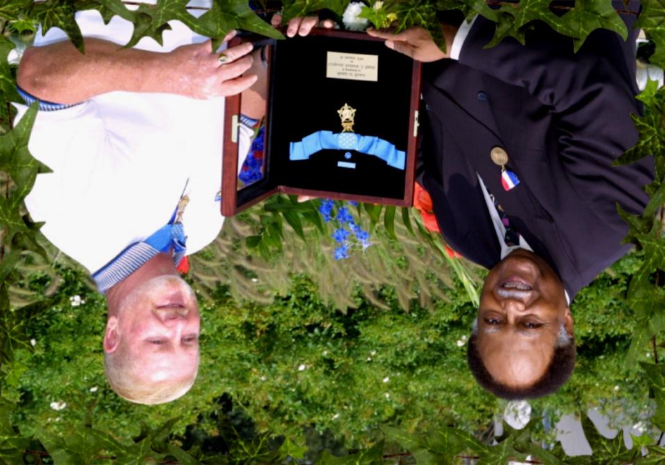 Vietnam War hero Sammy Davis joins Andrew Bowman in remembering Civil War hero Andrew Jackson Smith during a visit to the Medal of Honor