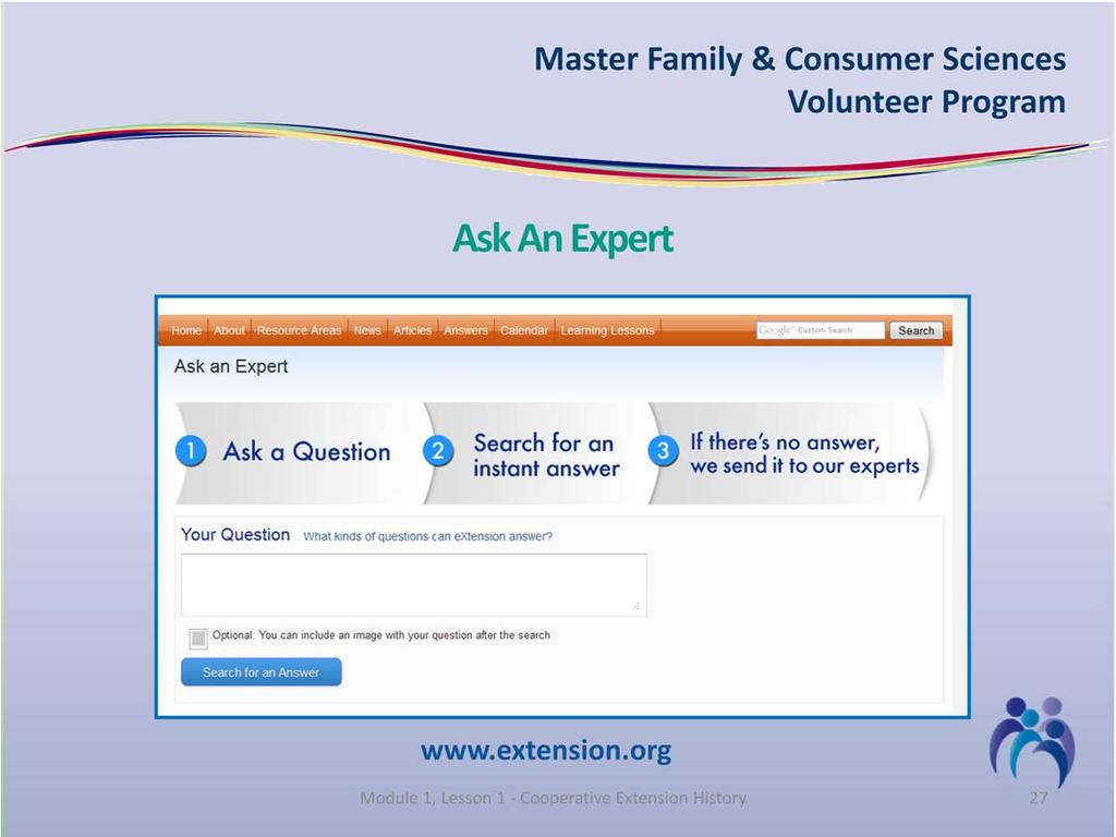 On the Ask An Expert link, you can type in a question about almost anything.