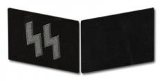07 Third Reich Uniform Accessories - SS Officer Collar Tabs Bevo SS Collar Tabs - SS Runes Officer (Silver) 20
