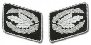 50$ 5 SS Officer Bullion Collar Tabs 'Oberfuhrer' - Black Wool Silver Piping 20 Pieces 7.