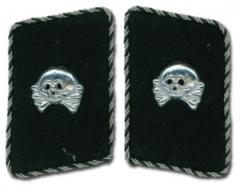 50$ 7 SS Officer Bullion Collar Tabs 'Standartenfuhrer' - Black Wool, Silver Piping 20 Pieces 5.