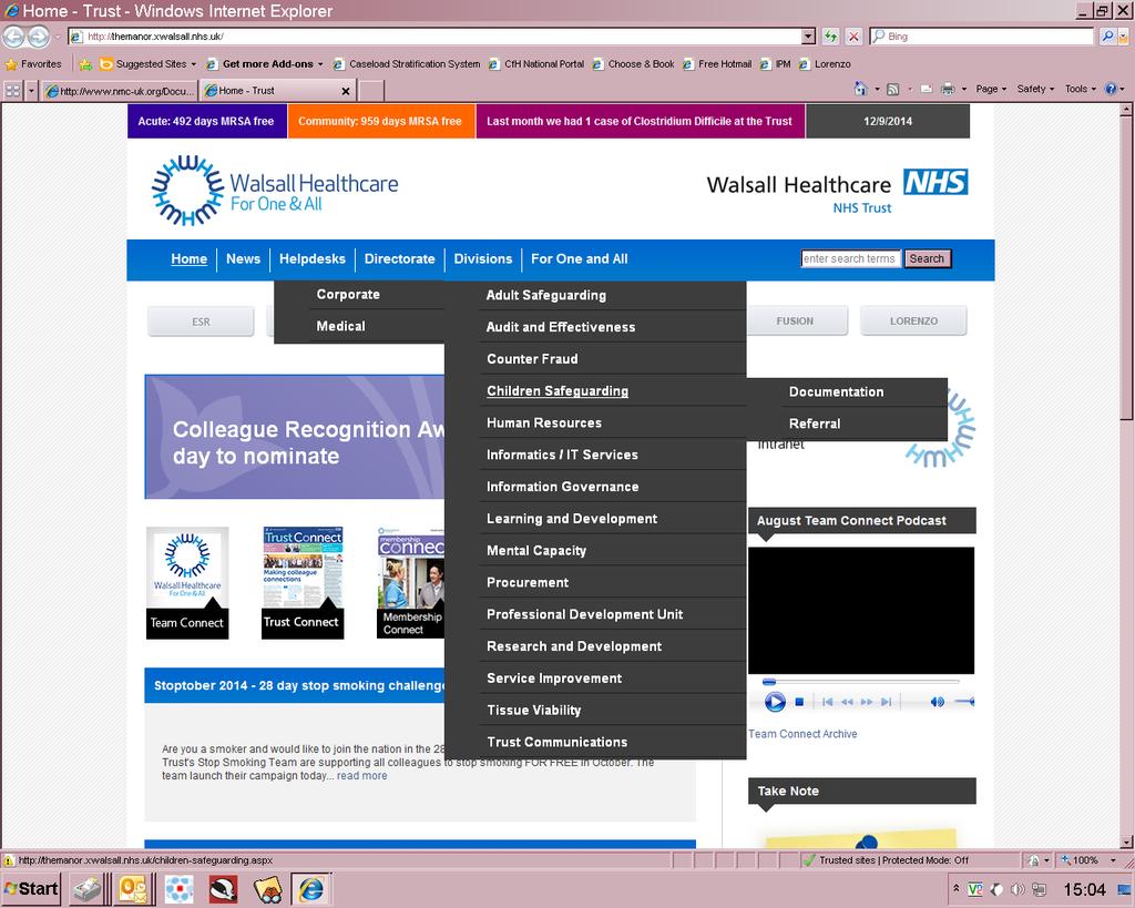 Appendix 4 Access to Safeguarding Webpage Log on to http://themanor.xwalsall.nhs.