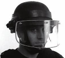 Riot Face Shield: The riot face shield is a non-ballistic face shield designed to protect the face from objects thrown or attacks from non-ballistic weapons.