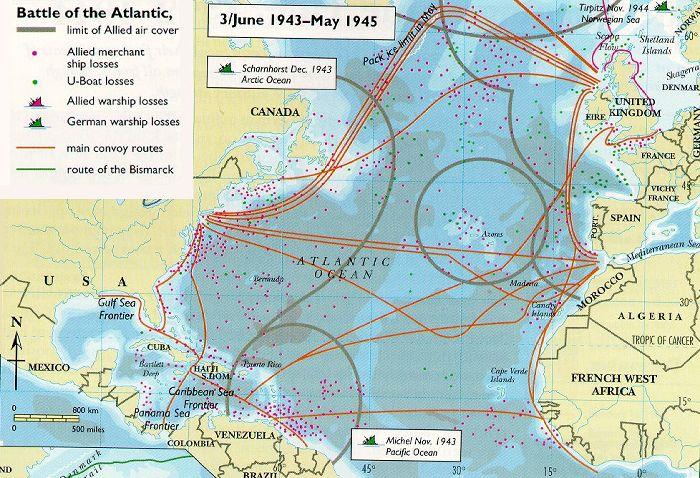 were used to track the U-boats ocean surfaces With this improved tracking, Allies inflicted huge losses on German U-boats ALLIES