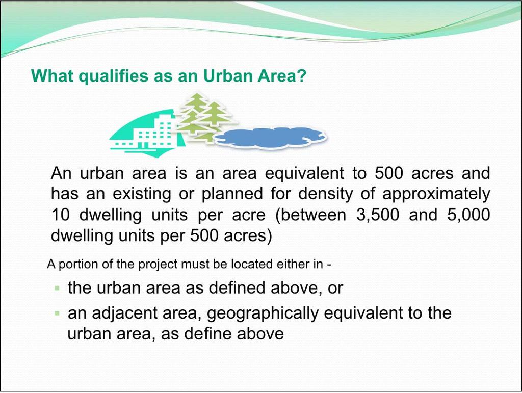 What qualifies as an Urban Area?