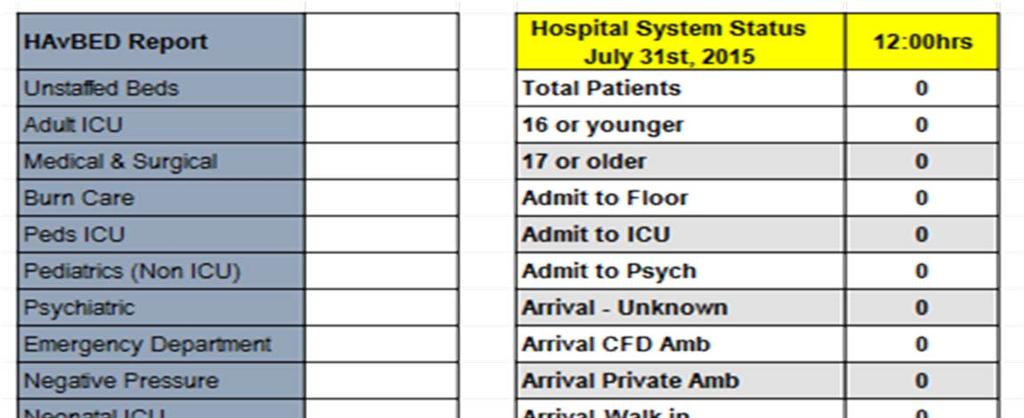 Hospital System Monitoring and Data Query Launched an Special Event Query to monitor patient surge for