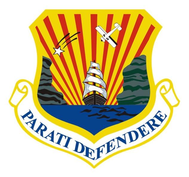 6TH AIR MOBILITY WING Emblem: Original reinstated 20 Sep 1988; Significance revised March 1995 DESCRIPTION Or, pily of twelve Gules, overall a base Azure supporting a sailing ship with sails set