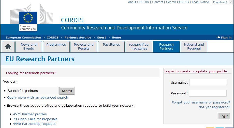 Partner Search Facilities - CORDIS European Commission provides