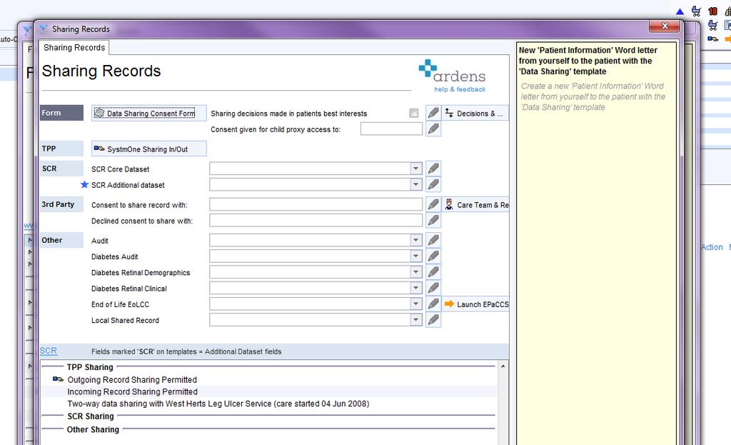 Click on Future Care Planning You will then see this screen: Click on Sharing Records A new