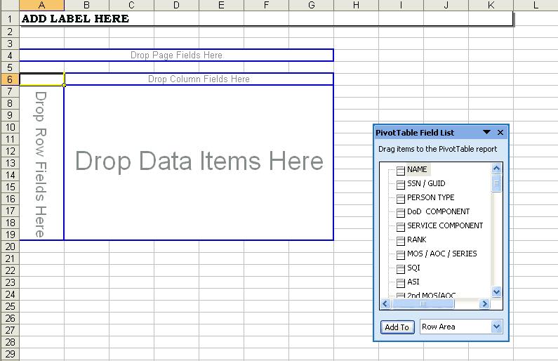 Figure 8 30: Permanent Party Tab (Army View) 8.5.1.8 BLANK TAB (ARMY VIEW) This worksheet provides you with a customizable pivot table.