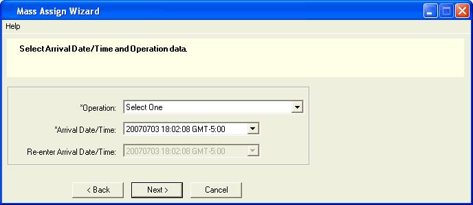Figure 2 10: Select Arrival Date/Time and Operation Data Dialog Figure 2 11: Select Operation Data Dialog 6.