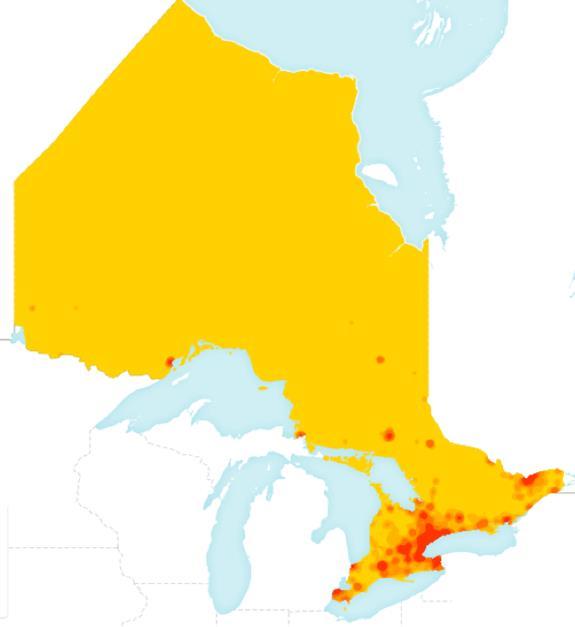 5%) of population resides in five larger cities (excluding Kenora) 93% of municipalities have population less than 6,000; 74% have less than 2,000 105 of Ontario s 127 Indigenous communities,