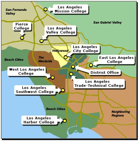 LACCD Overview-College Campuses Los Angeles City College East Los Angeles College Los Angeles Harbor College Los Angeles Mission College Pierce College Los Angeles Southwest College Los