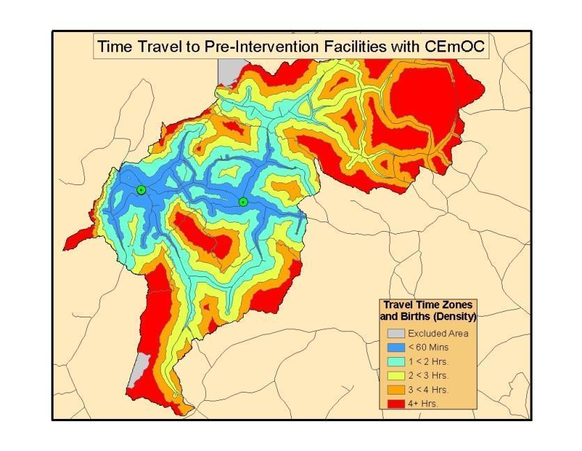 Modeled time to access CeMOC services in