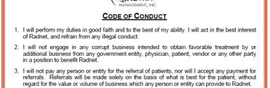 RadNet s Code of Conduct states our