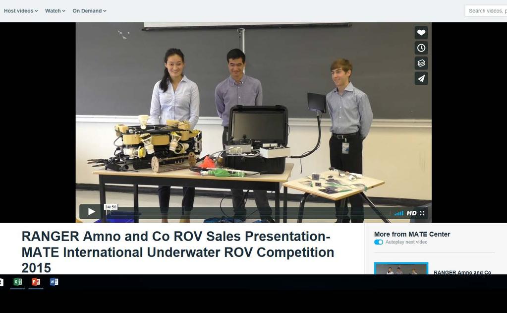 Product presentations An opportunity to describe the engineering behind the ROV and sell the product