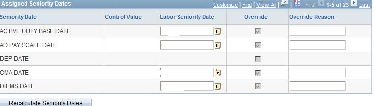 21 Click on the Recalculate Senior Dates button to reset fields based on type of accession.