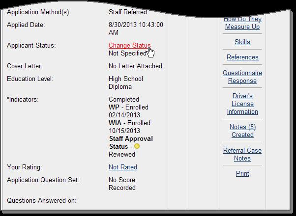 Job Order Information Screen From this screen, you can enter job order referral results for the job applicant, as follows: