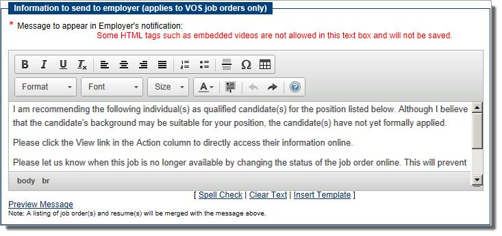 From this section, you can do the following: Select the option to not send a notification to an employer or select the option to notify the employer of the Available Applicant.