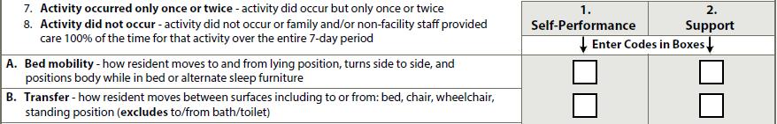 Exclusions Resident is excluded if: 1. Target assessment is an admission assessment (A0310A = [01]) or a PPS 5-day or readmission/return assessment (A0310B = [01, 06]). 2.